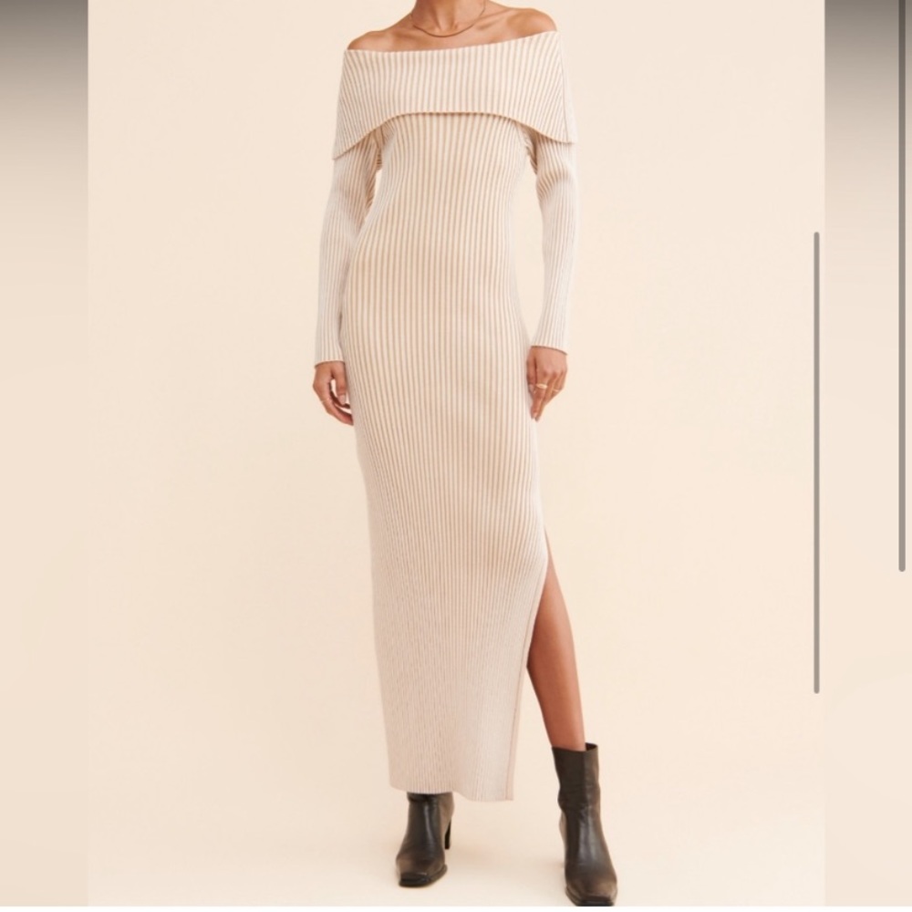 Anthropologie | off shoulder knit sweater dress